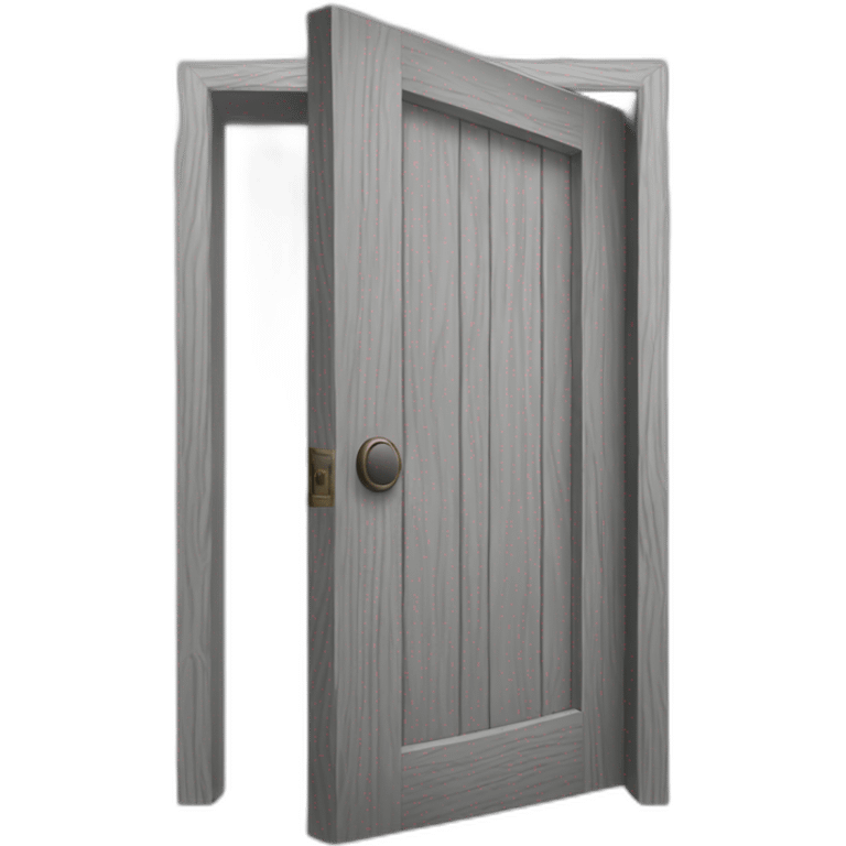 One gray wood open door perspective emoji