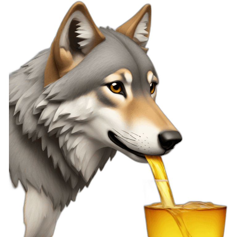 wolf drinking emoji