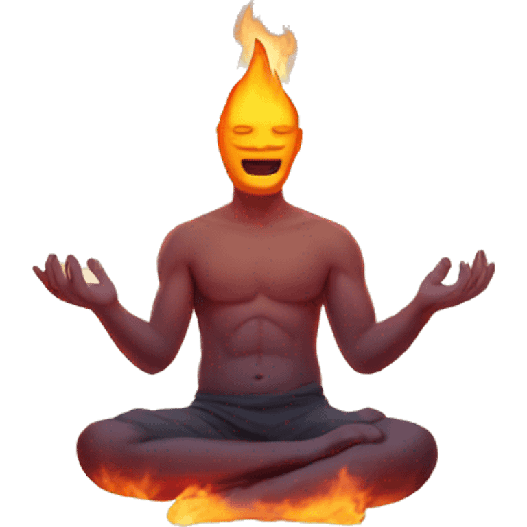 Create an emoji with a iceman meditating in fire emoji