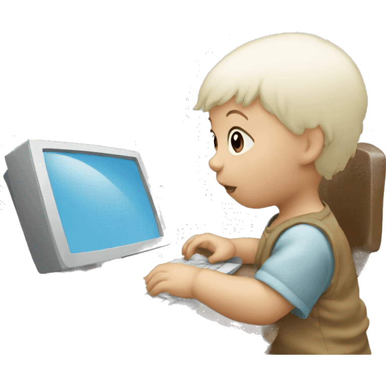 a white infant using a computer emoji