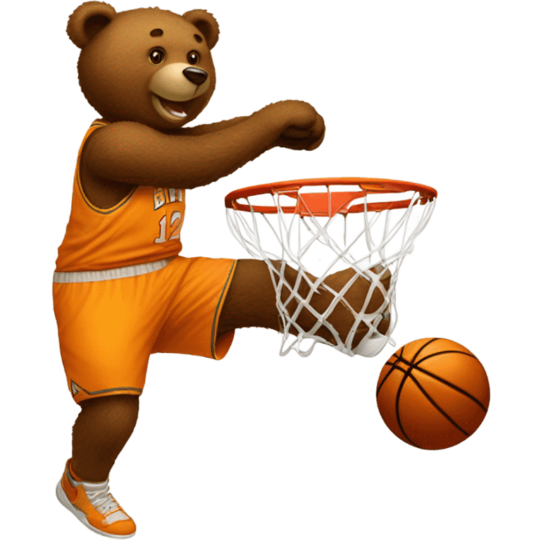 Bruin dunking a basketball emoji