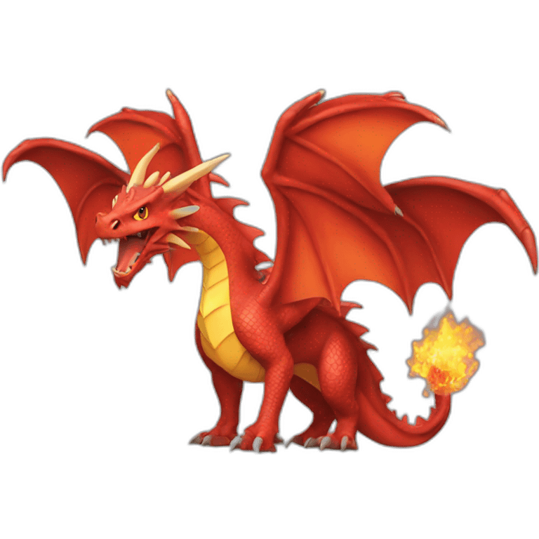 huge red Dragon Pokemon with fire emoji