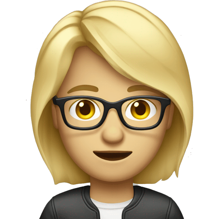 web developer, blond haired and wearing glasses emoji