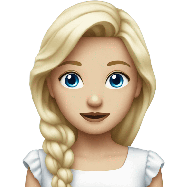 blonde girl blue eyes in white dress emoji