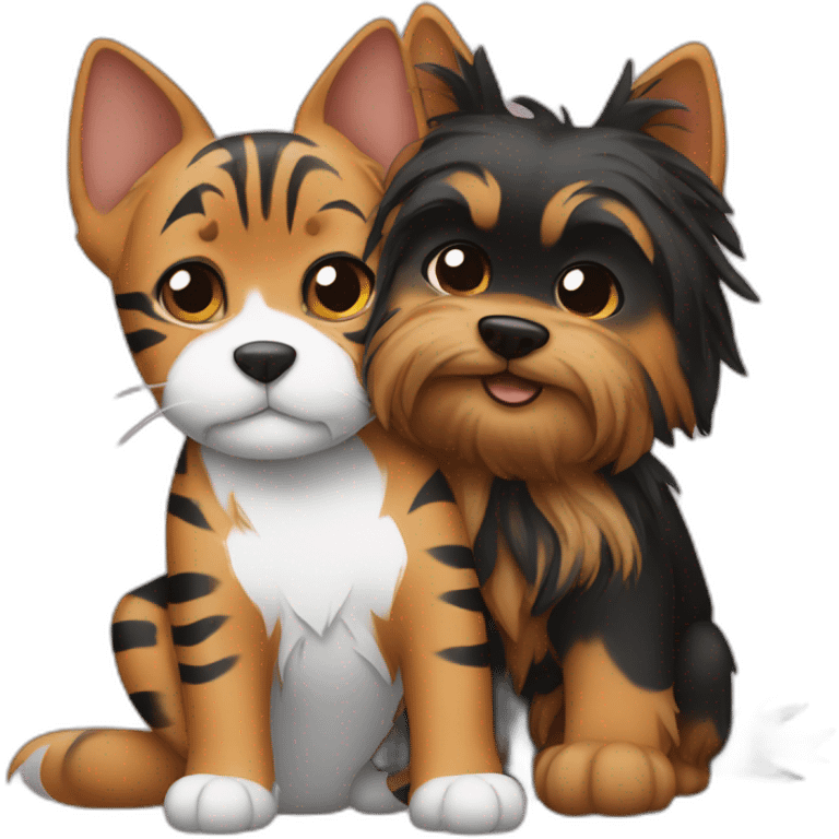 Bengal-and-yorkie-hugs emoji