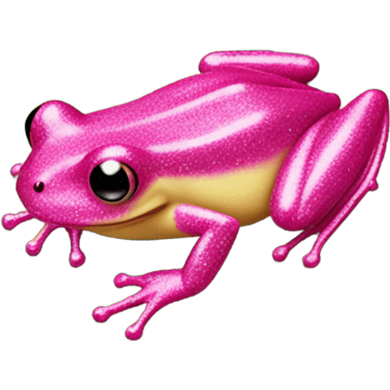 Hot pink glittery frog on a leaf  emoji