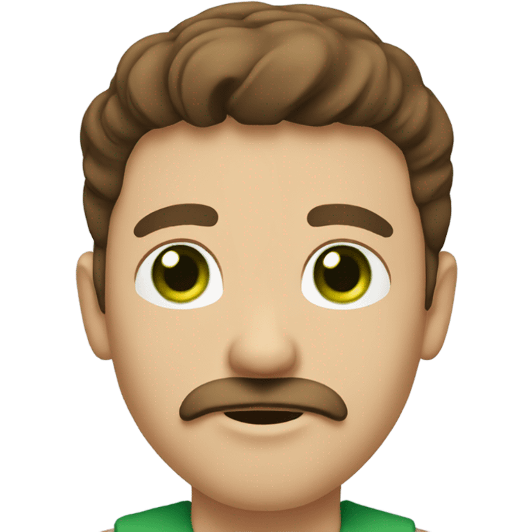 Man with brown hair and mustache and green eyes emoji