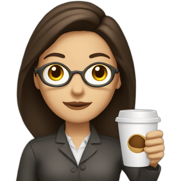 Brunette Journalist with a coffee emoji