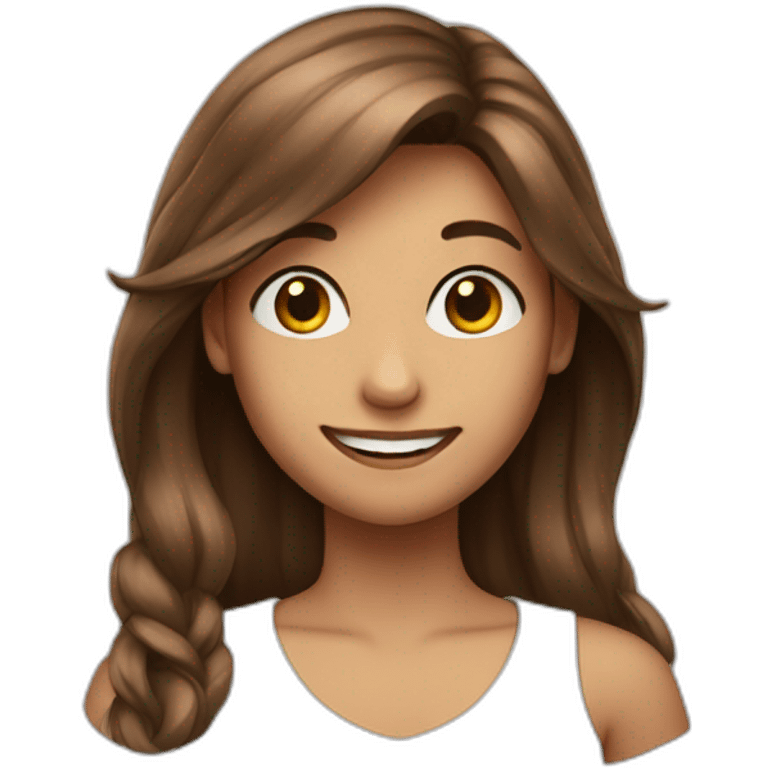 a girl with long broun in har and a smile emoji