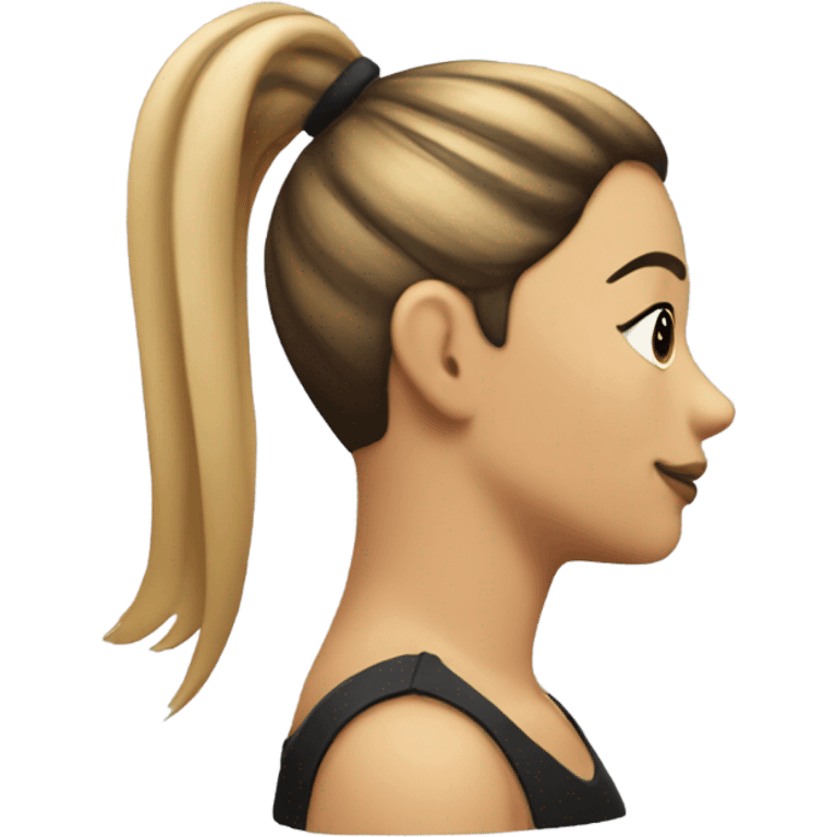 side face with nose and black cheek and a pony tail emoji