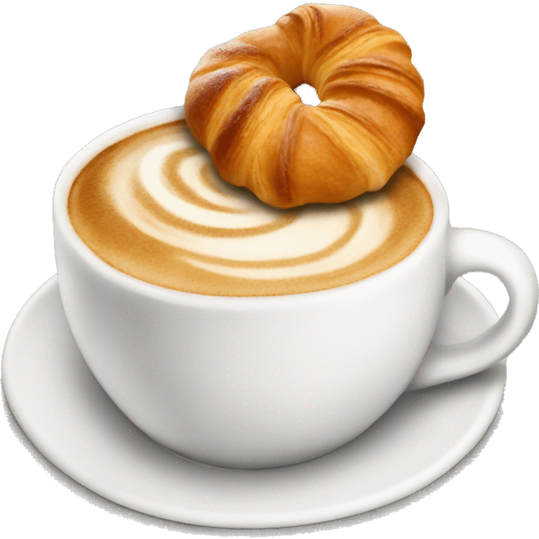 Cup of cappuccino with croissant emoji