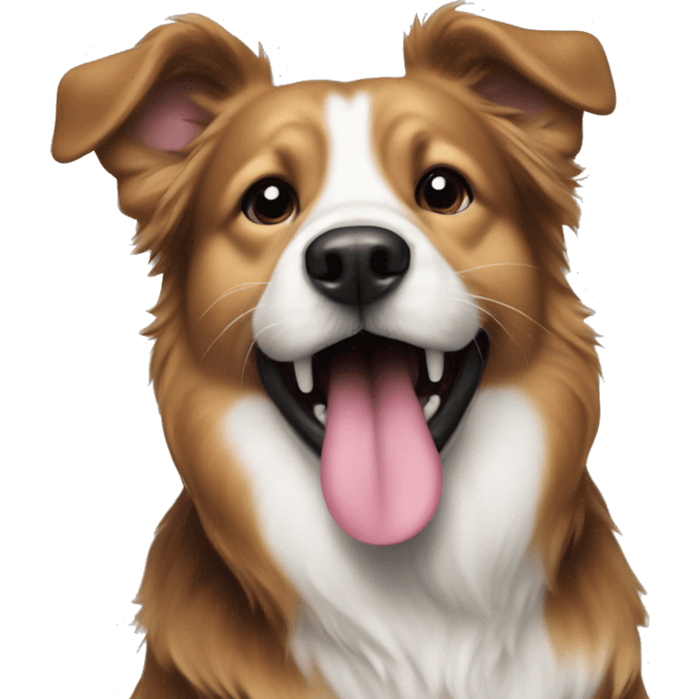 playful dog with tongue out black emoji