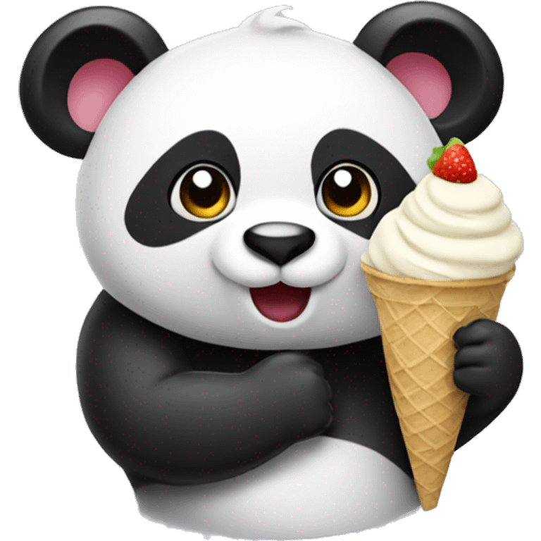 Panda eating ice cream emoji