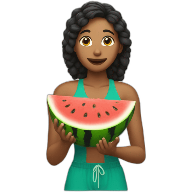 Karima eating An water melon emoji