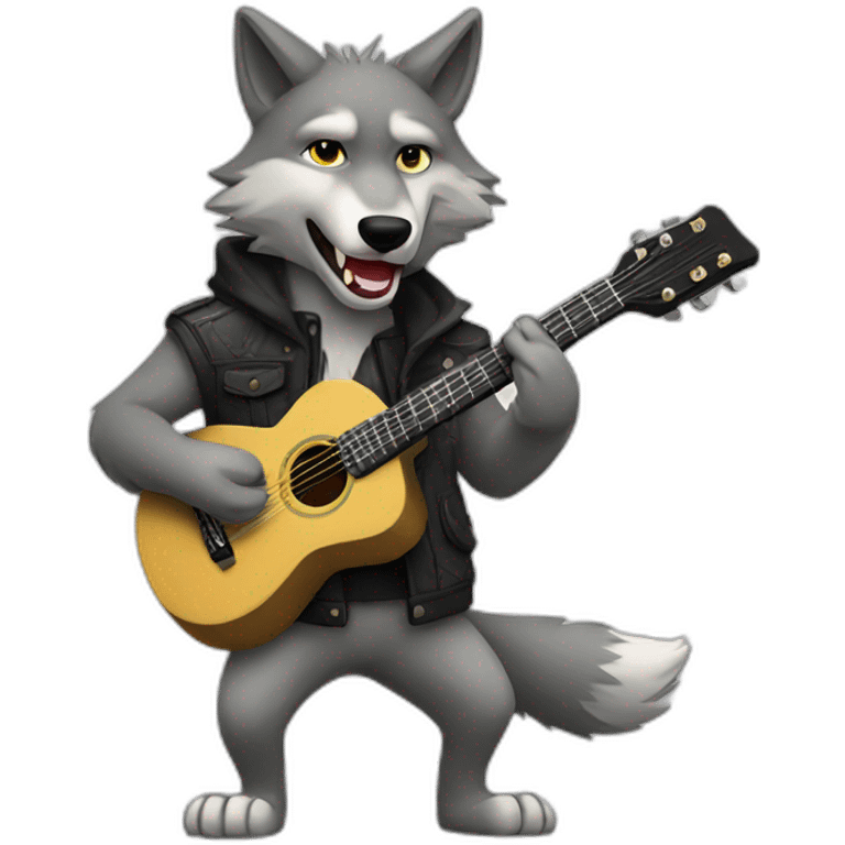 wolf playing guitar emoji