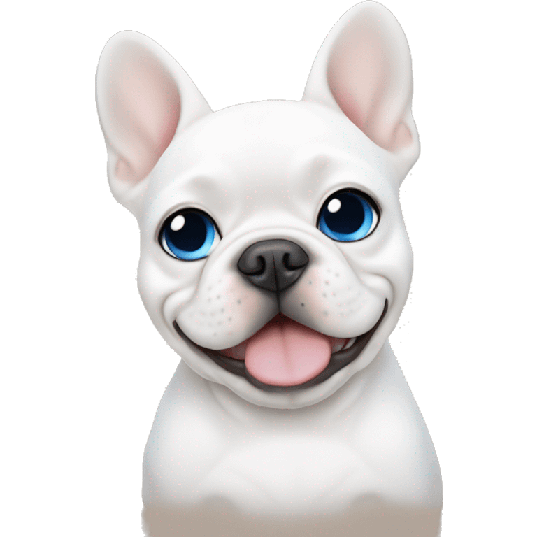 Princess blonde with blue eyes and white French bulldog and white British shorthair emoji