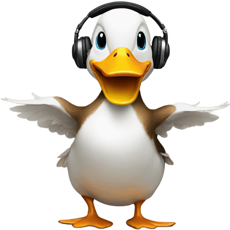 duck dancing to dubstep with headphones emoji