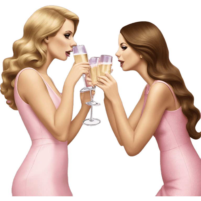 Lana del Rey & Taylor Swift drinking champagne pink dress emoji