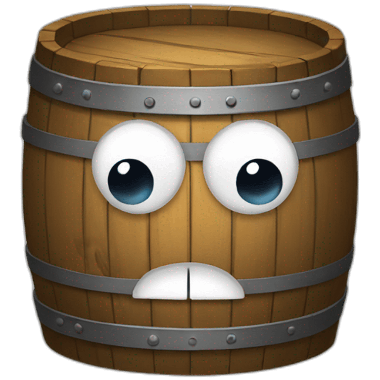 a barrel with eyes and a mouth emoji