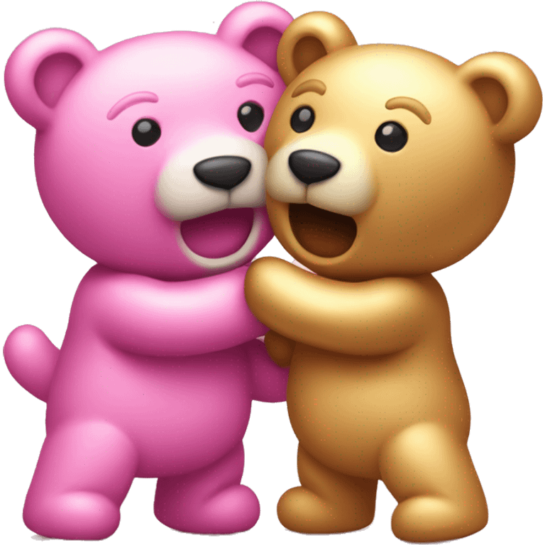 pink and gold teddy bears fighting emoji