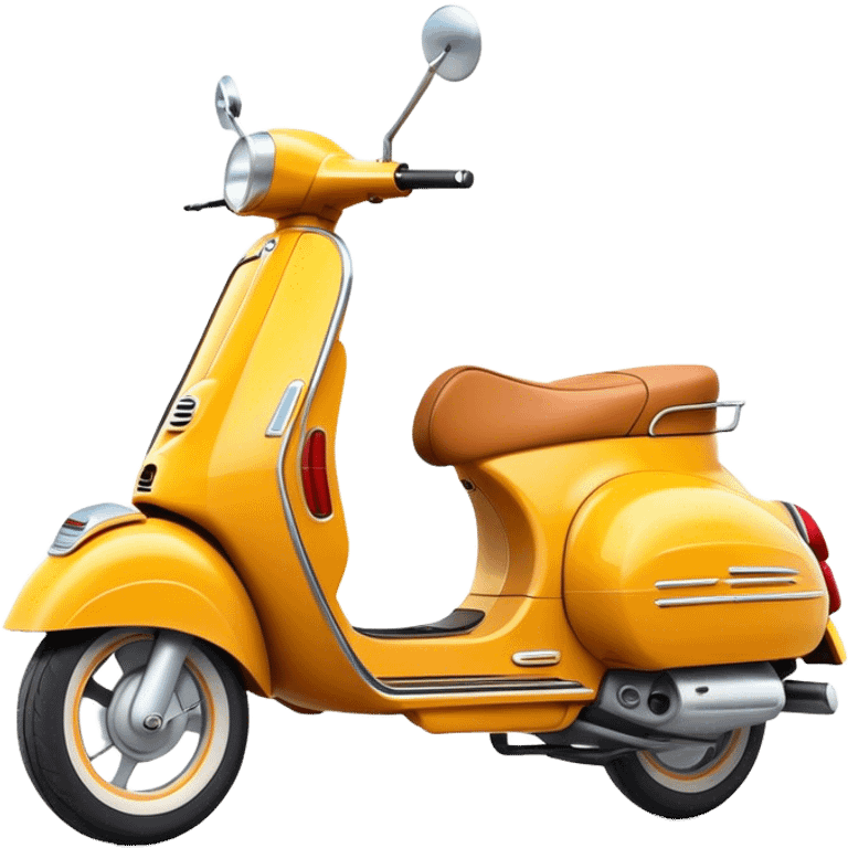 Cinematic Realistic Vespa Scooter Emoji, depicted as a stylish vintage Vespa with sleek retro design and vibrant colors, rendered with crisp textures and dynamic sunlit lighting that captures its iconic Italian charm. emoji