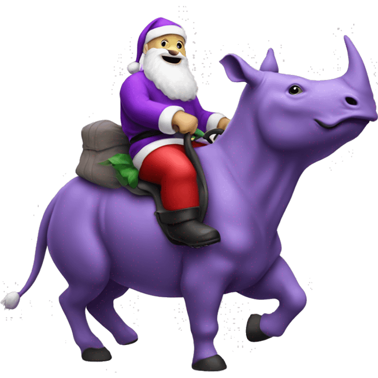 Santa riding a purple rhino emoji