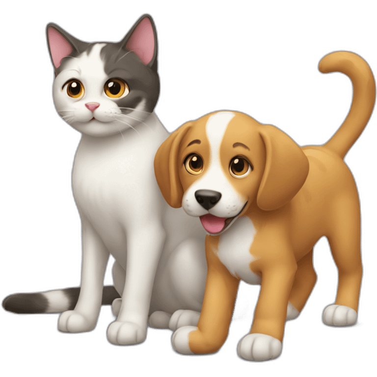 cat and dog playing emoji