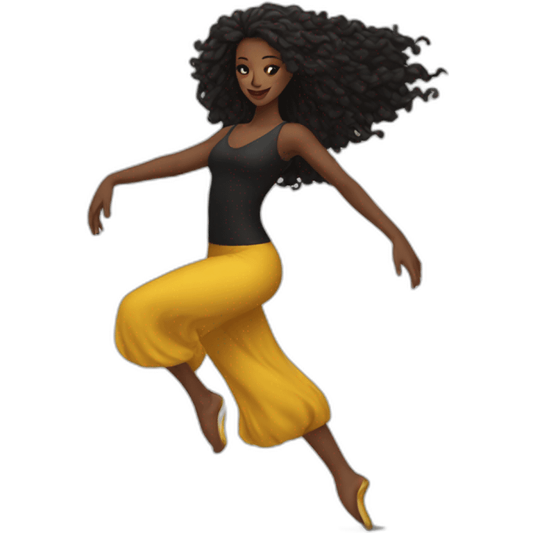 Beautiful long hair Black women dance emoji