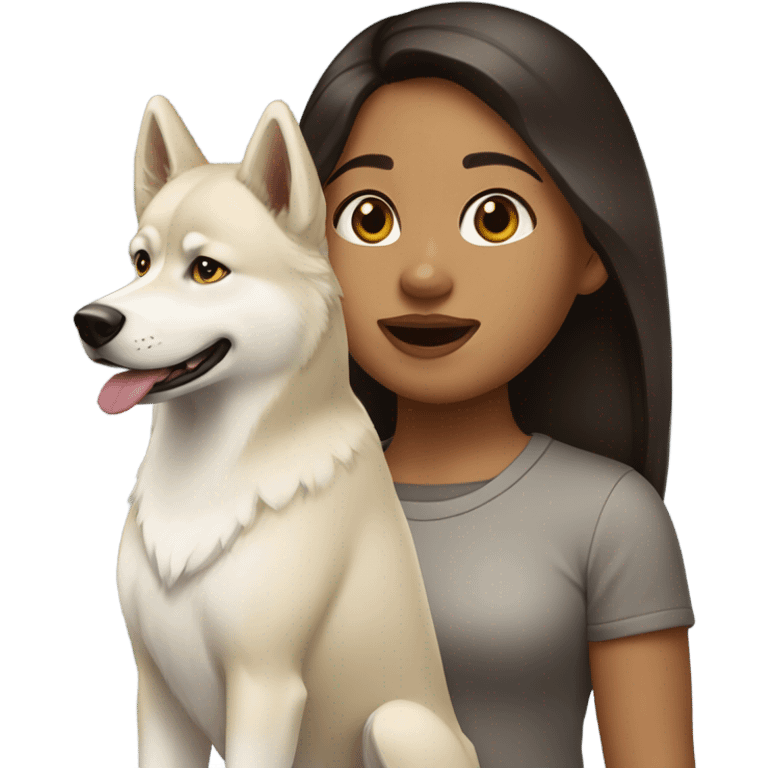 A girl Dark brown  hair next to a light dorée  Husky emoji