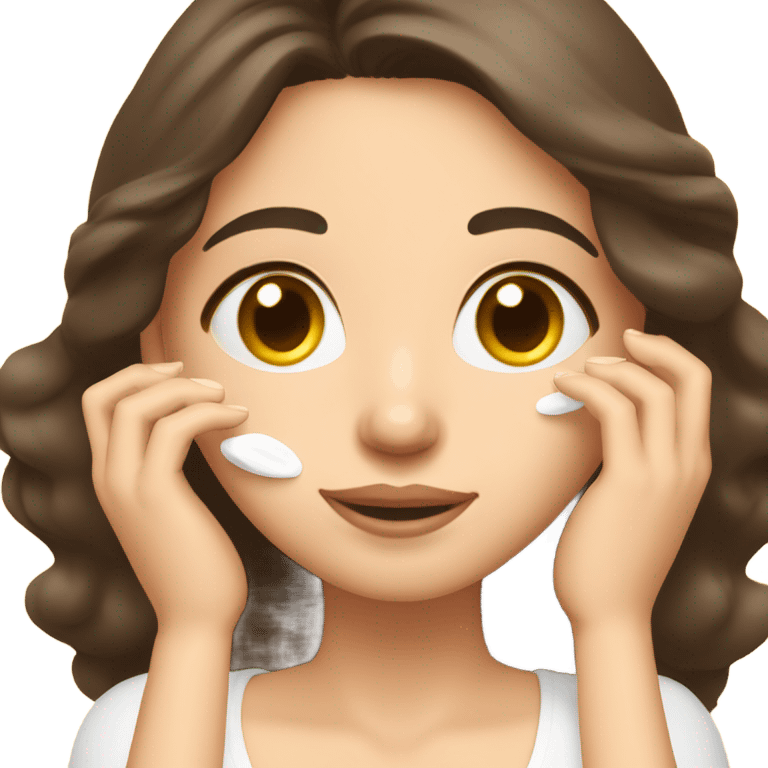 Brunette Girl applying face cream  emoji