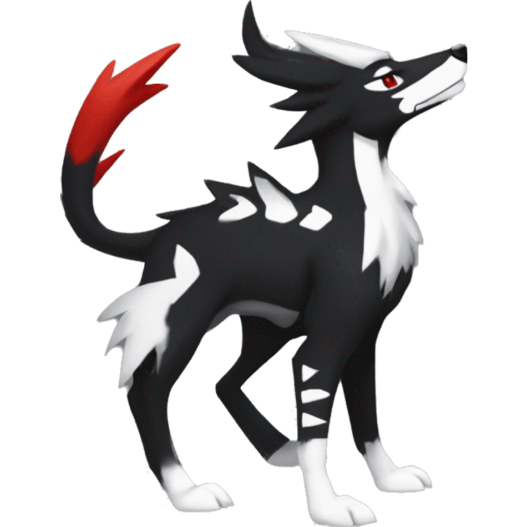 Black Cool Edgy Sergal-Houndoom-Fakémon  with White and Red Edgy markings emoji