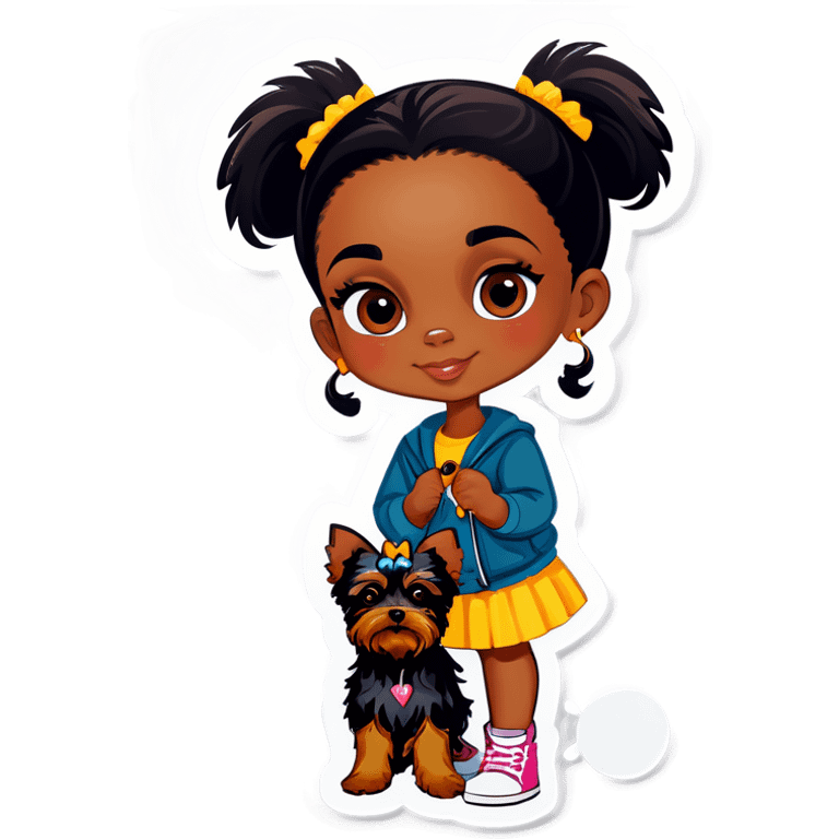 Black girl with yorkie emoji