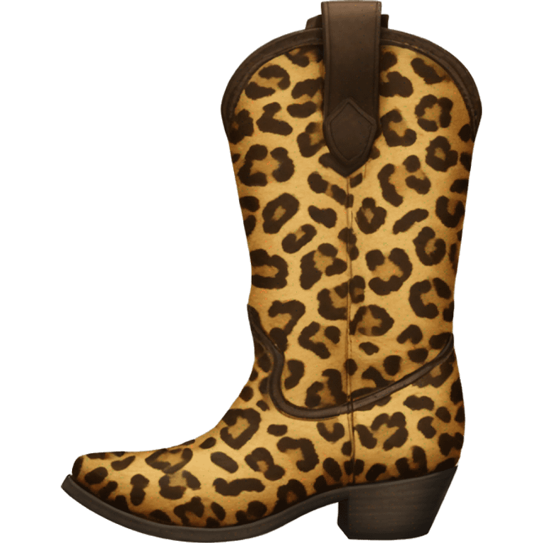 Realistic pair of isolated leopard print pattern cowgirl boots. emoji