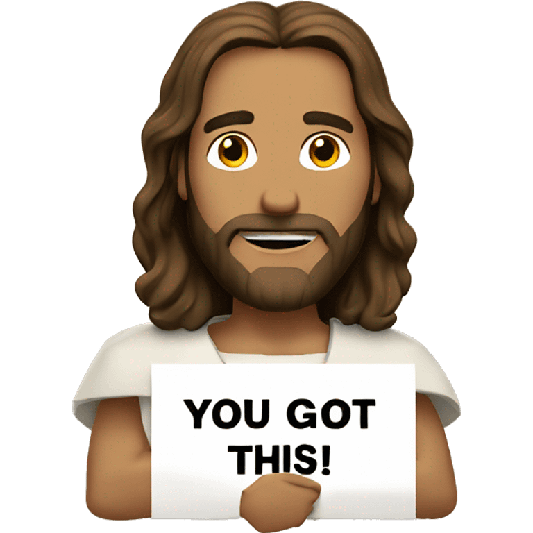 Jesus holding a sign saying you got this  emoji