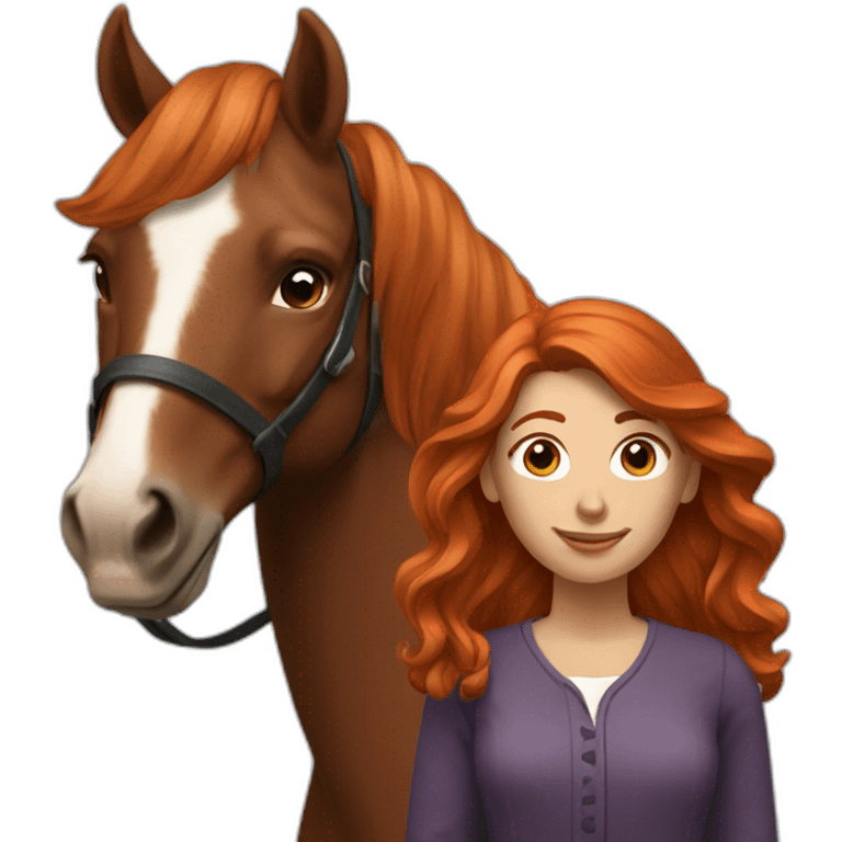 red-haired woman with a horse next to her emoji