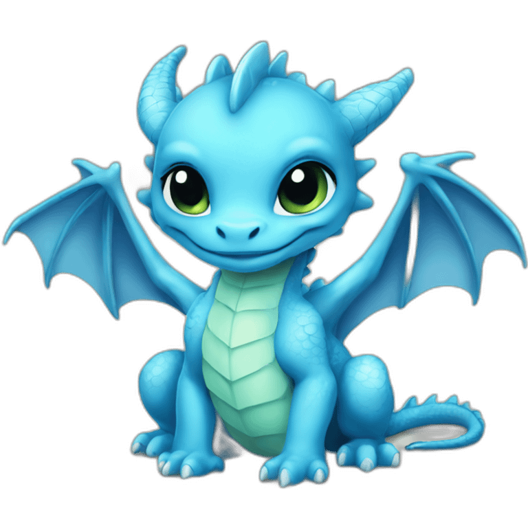 dragon cute baby blue water emoji