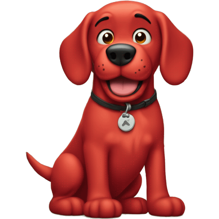 Clifford the big red dog next to a tree emoji