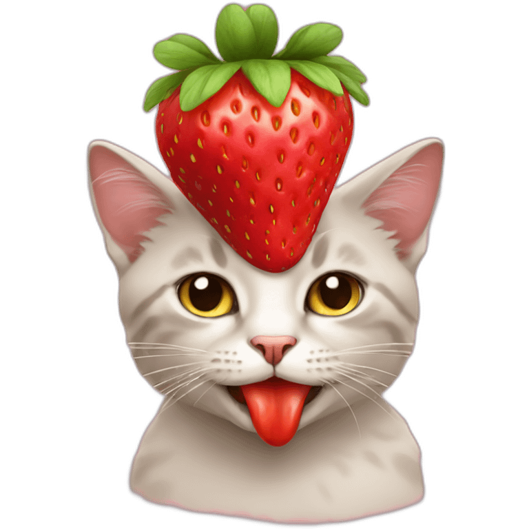 cat wearing a strawberry hat emoji