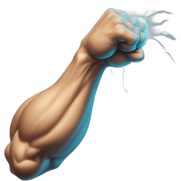 muscular arm with a thunder in the hand emoji