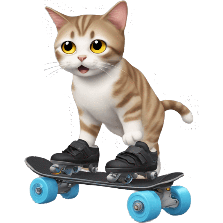 confused rollerblading cat having no idea wtf is going on emoji