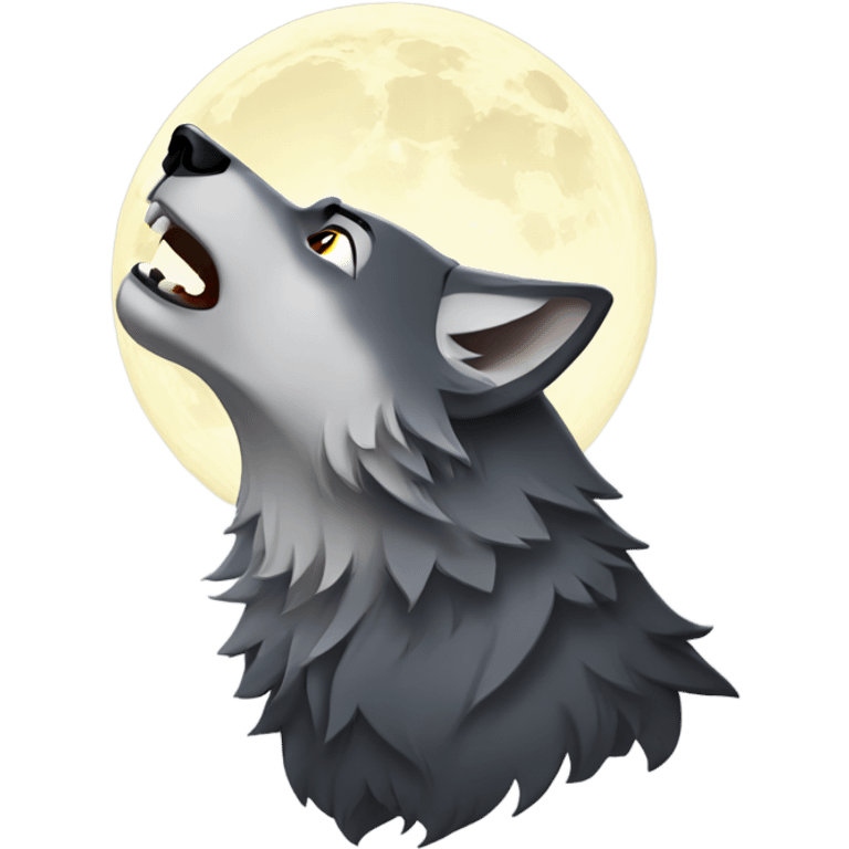 Wolf howling to the moon emoji