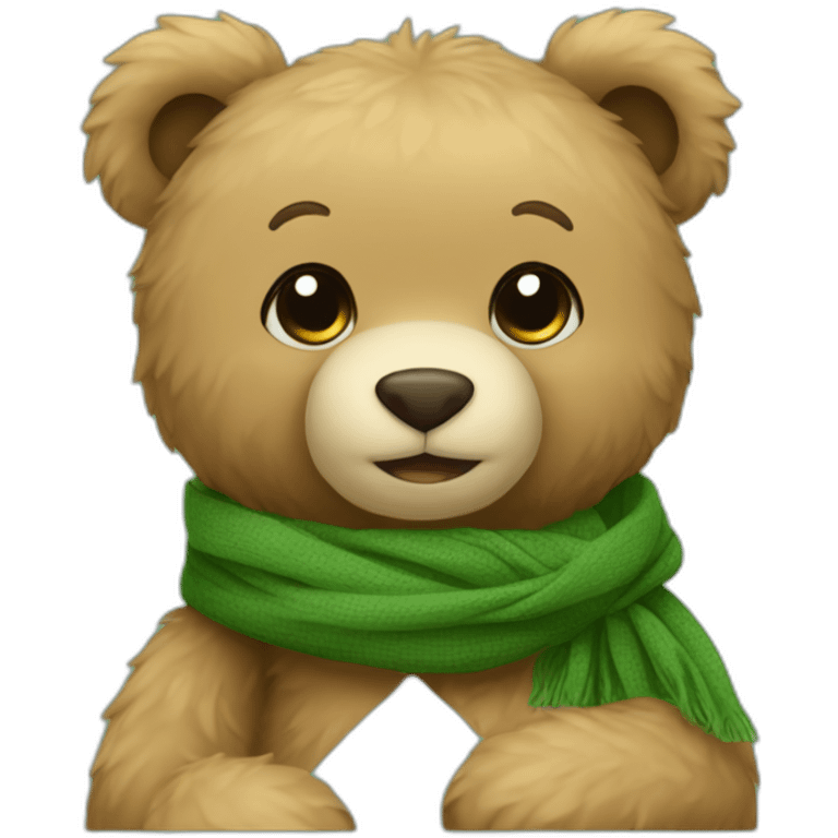 Teddy bear in a green scarf emoji