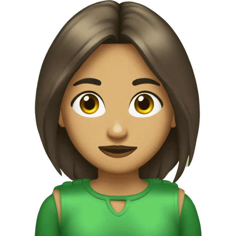 chica con media melena y ojos verdes pelo castaño emoji