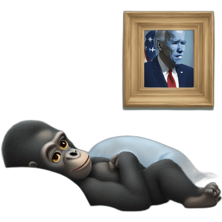 Gorilla watching Joe Biden as he sleeps emoji