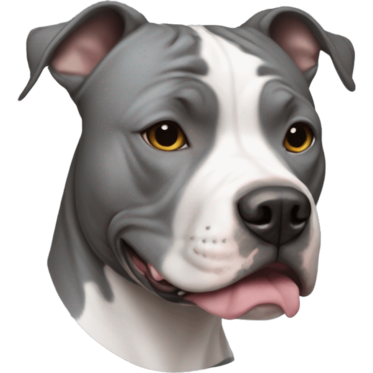 Grey American Staffordshire terrier with white spot  emoji