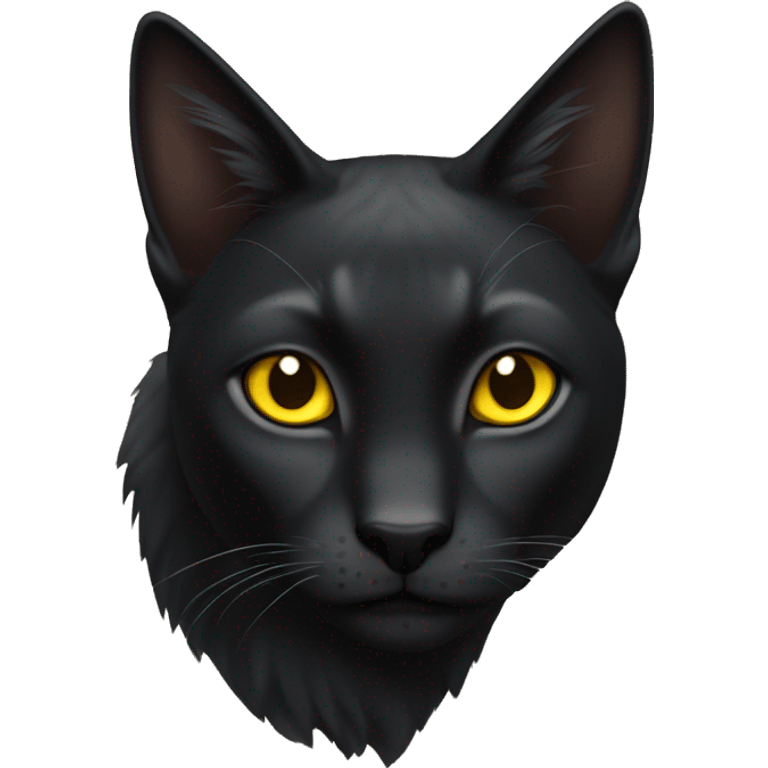 Pointed black ears like lynx sleek solid black furred cat full body yellow eyes  emoji