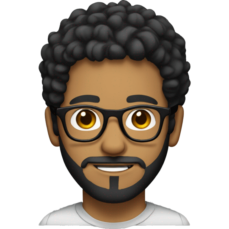 Guy with tan skin short curly black hair and a beard and glasses  emoji