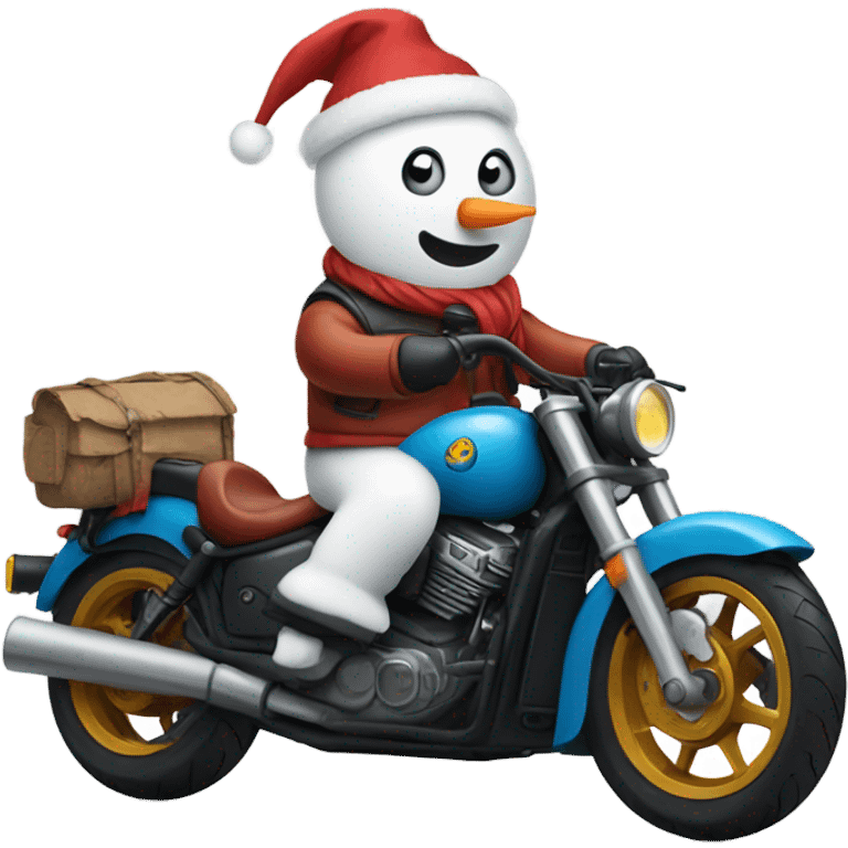 Snowman on a motorcycle emoji