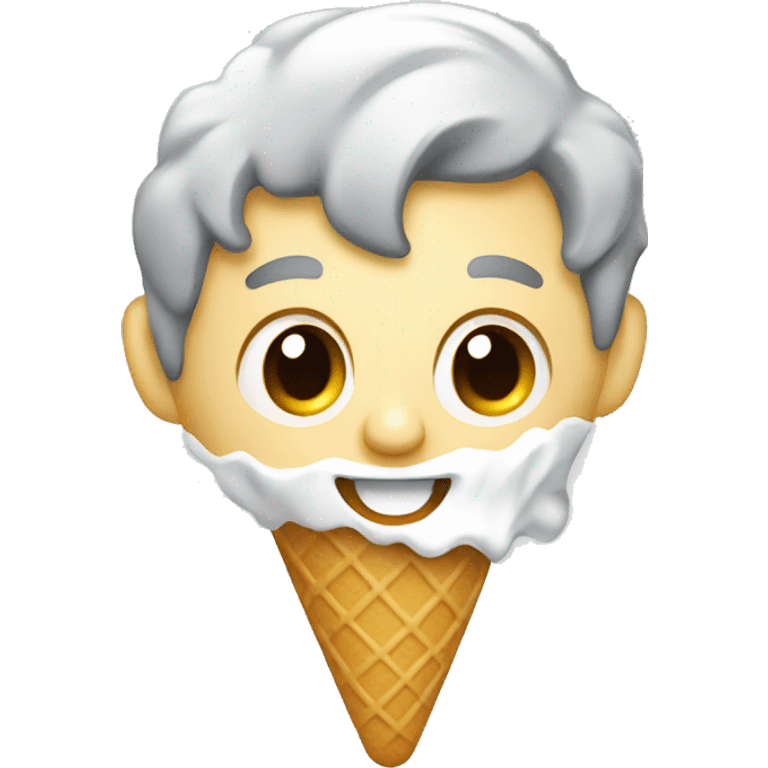 grey and white eating ice cream emoji