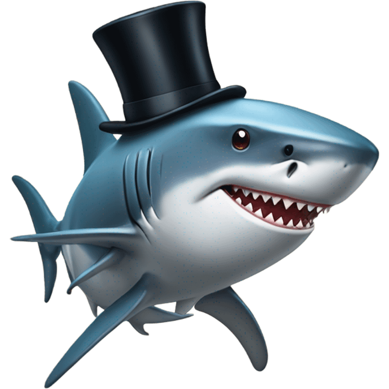 Shark with a top hat emoji